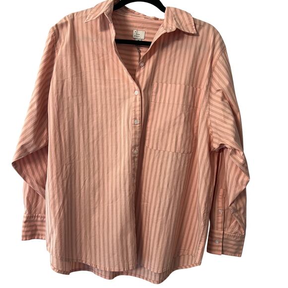 A New Day Women's Coral Long Sleeve Oversized Button Down Shirt - Medium - NWT - Picture 1 of 11